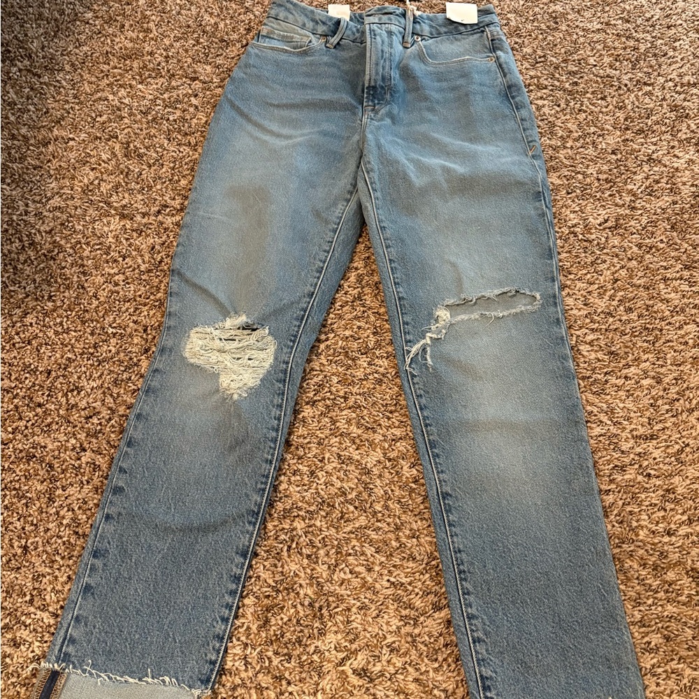 Good American Blue Straight Leg Jeans